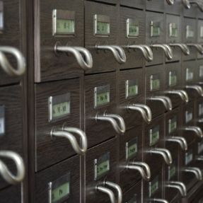 index card cabinet drawers from an archive